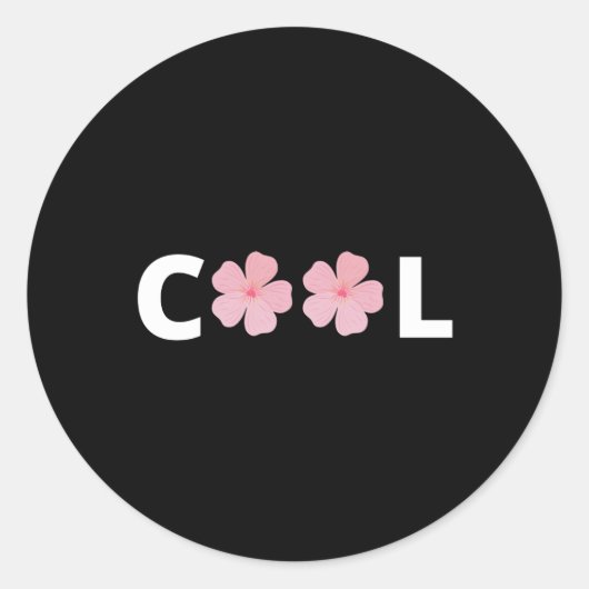 -カッコいいピンクの花 ラウンドシール (正面)
