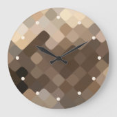 カッコいいファンキーTaupe Beige Brown Mosaic Art Pattern ラージ壁時計 (正面)