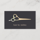 カッコいいフェイクシンプル金ゴールドはさみ美容師 名刺 (正面)