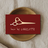 カッコいいフェイクシンプル金ゴールドはさみ美容師 名刺