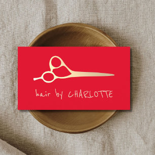 カッコいいフェイクシンプル金ゴールドはさみ美容師 名刺