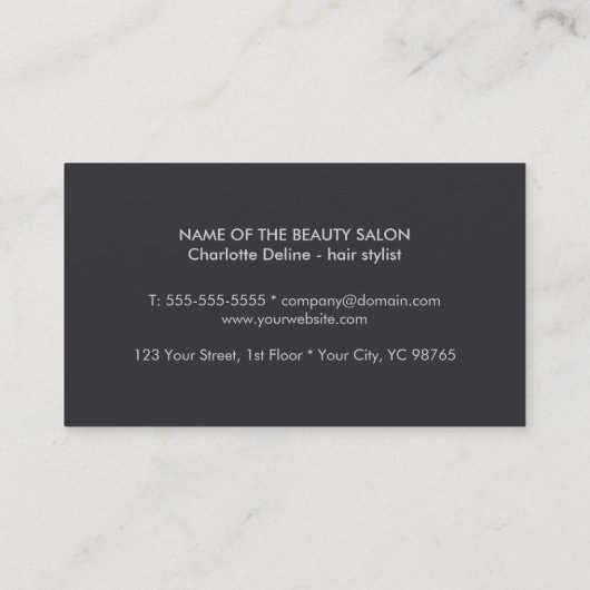 カッコいいフェイクシンプル銀シザー美容師 名刺 (裏面)