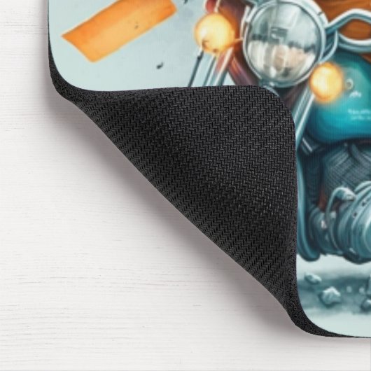 カッコいいプードル犬かわいいおもしろいバイクもしくは自転車に乗る人犬の口 マウスパッド (コーナー)