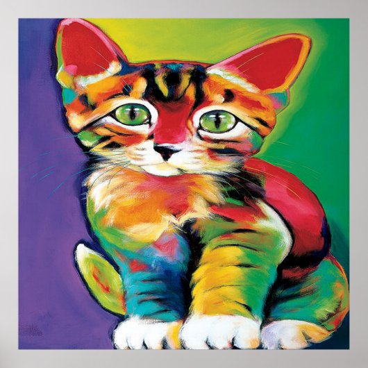 カッコいいポップ・アートのart cat home office decor poster ポスター (正面)