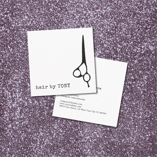 カッコいいミニマル白黒美容師 スクエア名刺