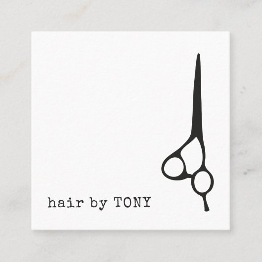 カッコいいミニマル白黒美容師 スクエア名刺 (正面)