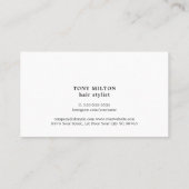 カッコいいミニマル白黒美容師 名刺 (裏面)