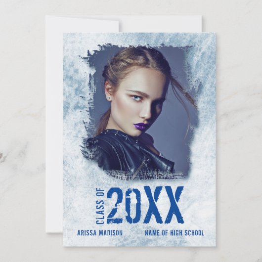 カッコいいモダングランジ両面写真青グラード 案内状 (正面)