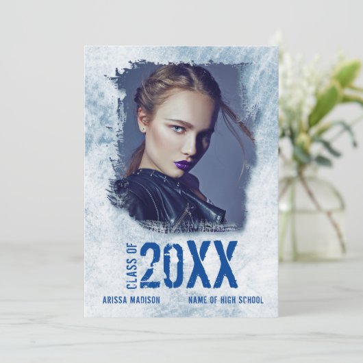 カッコいいモダングランジ両面写真青グラード 案内状 (スタンド正面)