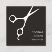 カッコいいモダンシンプル白黒美容師 スクエア名刺 (正面)