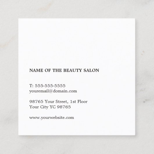カッコいいモダンシンプル白黒美容師 スクエア名刺 (裏面)