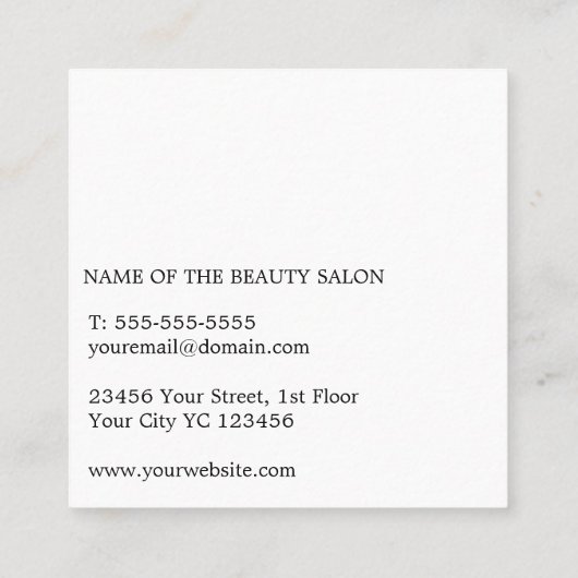 カッコいいモダンシンプル白黒美容師 スクエア名刺 (裏面)