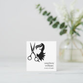 カッコいいモダンシンプル白黒美容師 スクエア名刺 (スタンド正面)