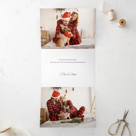 カッコいいモダンタイポグラフィ写真 三つ折りクリスマスカード (内部)