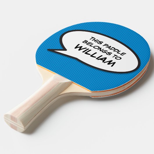カッコいいモダンパーソナライズされたおもしろい吹き出し 卓球ラケット (正面アングル)