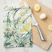 カッコいいモダンフローラ花文芸術デザイン キッチンタオル (四つ折り)