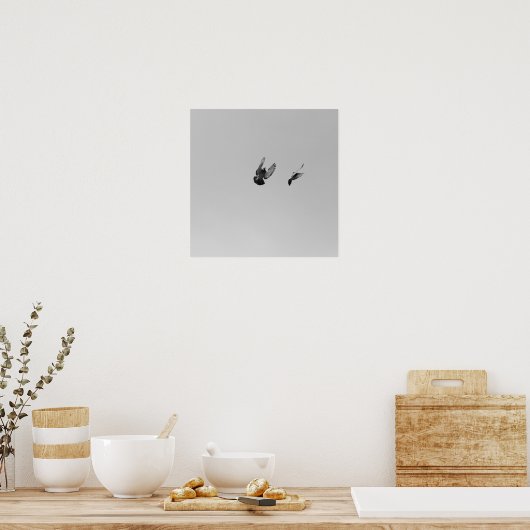 カッコいいモダンモダンB&Wバ飛んでいるードシンプルデザイン ポスター (キッチン)