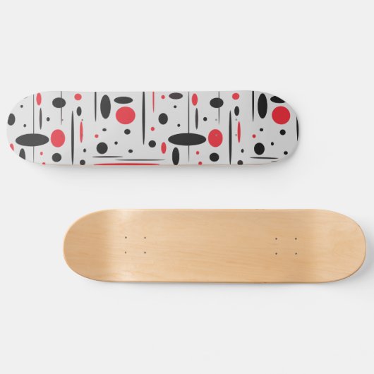カッコいいモダン抽象芸術幾何学赤黒の子供 スケートボード (横)