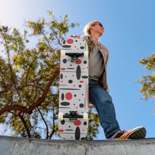 カッコいいモダン抽象芸術幾何学赤黒の子供 スケートボード (室外1)