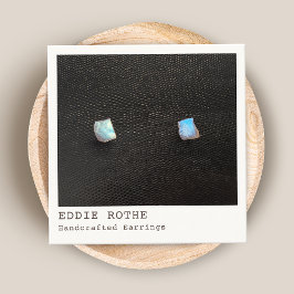 カッコいいモダン白黒スタッドイヤリング表示 スクエア名刺