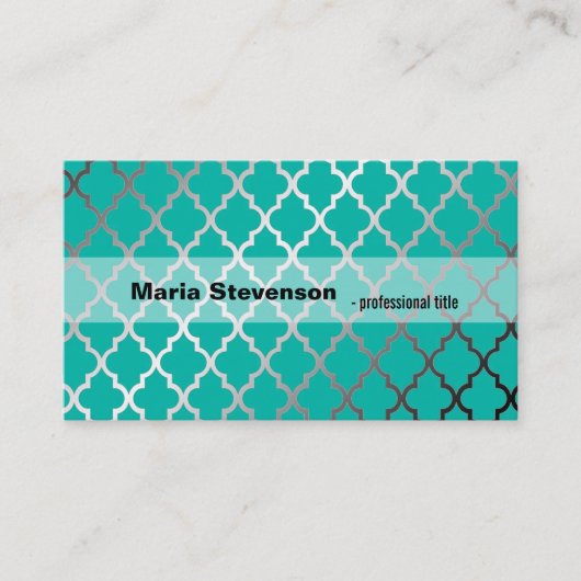 カッコいいモダン輝くティール（緑がかった色） 名刺 (正面)