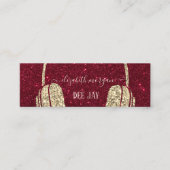 カッコいいモダン金ゴールドグリッターヘッドフォンDJレッドグリッター スキニー名刺 (正面)