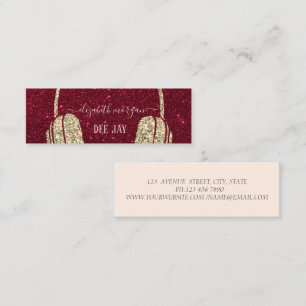 カッコいいモダン金ゴールドグリッターヘッドフォンDJレッドグリッター スキニー名刺