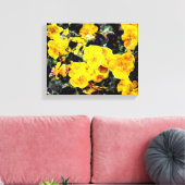 カッコいいモダン黄ヴィオラ花花柄 キャンバスプリント (インサイチュ (リビング))