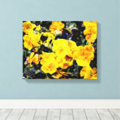 カッコいいモダン黄ヴィオラ花花柄 キャンバスプリント (インサイチュ (ウッドフロア))