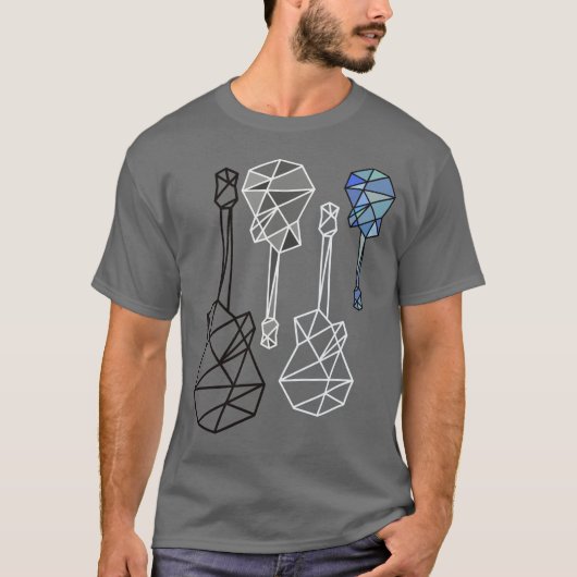 カッコいいモダンGeometric Guitars, music Tシャツ (正面)
