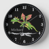 カッコいいユニセックスドラゴンを名付けてキッズ 壁時計 (正面)