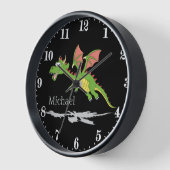 カッコいいユニセックスドラゴンを名付けてキッズ 壁時計 (傾斜)