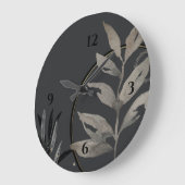 カッコいいユニークグレー芸術的水色葉の ラージ壁時計 (傾斜)