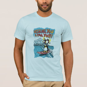 カッコいいユール（キリスト降誕祭）タンデムサーフィンハワイアンペンギン Tシャツ