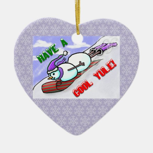 カッコいいユール（キリスト降誕祭）雪だるまオーナメント セラミックオーナメント (正面)