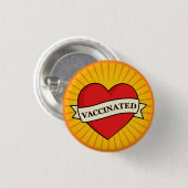 カッコいいレトロおもしろい赤いハート（バナーワクチン接種） 缶バッジ (正面&裏面)
