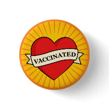 カッコいいレトロおもしろい赤いハート（バナーワクチン接種）