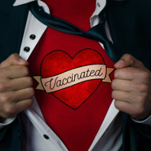 カッコいいレトロおもしろい赤いハート（バナーワクチン接種）