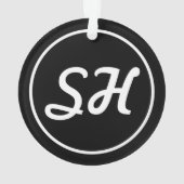 カッコいいレトロスタイルモノグラモダンム |黒と白 オーナメント (裏面)