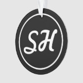 カッコいいレトロスタイルモノグラモダンム |黒と白 オーナメント (正面)