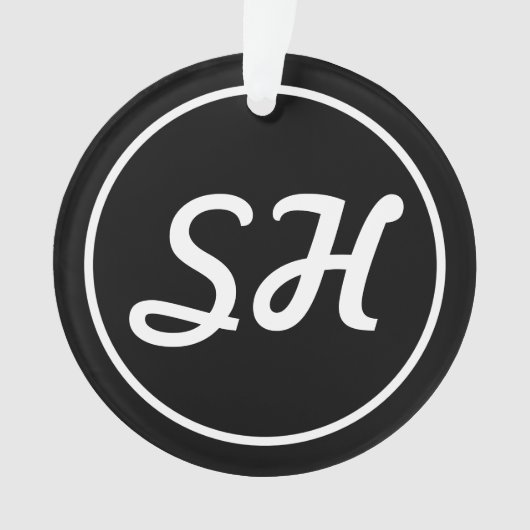 カッコいいレトロスタイルモノグラモダンム |黒と白 オーナメント (正面)