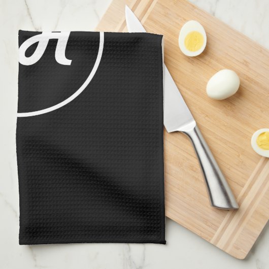 カッコいいレトロスタイルモノグラモダンム |黒と白 キッチンタオル (四つ折り)