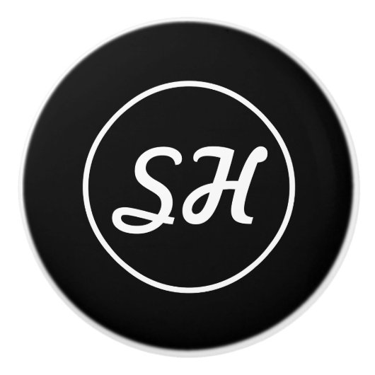 カッコいいレトロスタイルモノグラモダンム |黒と白 セラミックノブ (正面)