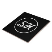 カッコいいレトロスタイルモノグラモダンム |黒と白 タイル (側面)