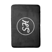 カッコいいレトロスタイルモノグラモダンム |黒と白 バスマット (正面縦)