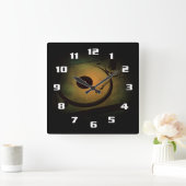 カッコいいレトロターンテーブル スクエア壁時計 (ホーム)