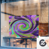 カッコいいレトロパープルとチャートルーズ液体アートスワール ウィンドウサイン (カフェ窓)