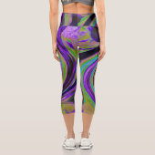 カッコいいレトロパープルとチャートルーズ液体アートスワール カプリレギンス (裏面)