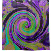 カッコいいレトロパープルとチャートルーズ液体アートスワール シャワーカーテン (正面)