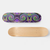 カッコいいレトロパープルとチャートルーズ液体アートスワール スケートボード (横)